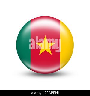 Drapeau du Cameroun dans un cercle avec une ombre blanche Banque D'Images