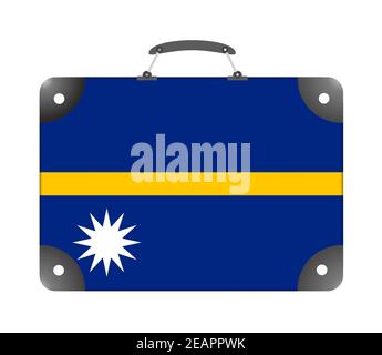 Drapeau national de Nauru sous forme de valise de voyage sur fond blanc Banque D'Images