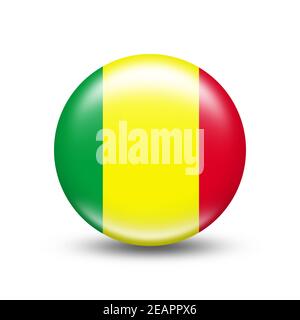 Drapeau national du Mali dans une sphère à ombre blanche Banque D'Images