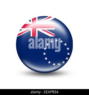 Drapeau du pays des îles Cook dans un cercle blanc ombre Banque D'Images