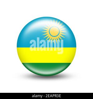 Drapeau du Rwanda dans une sphère à ombre blanche Banque D'Images