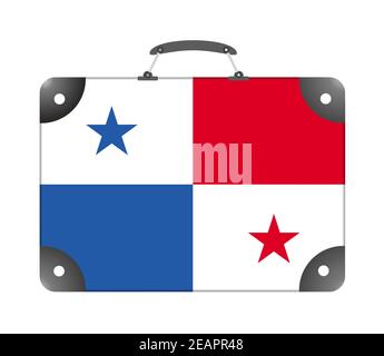 Drapeau du Panama sous forme de valise de voyage sur fond blanc Banque D'Images