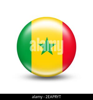 Drapeau du Sénégal dans une sphère à ombre blanche Banque D'Images