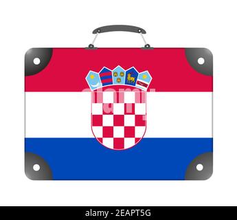 Drapeau du pays de Croatie sous la forme de une valise pour voyager sur fond blanc Banque D'Images