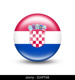 Drapeau de la Croatie dans une sphère à ombre blanche Banque D'Images