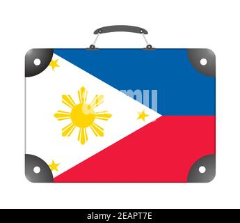 Drapeau des Philippines sous forme de valise de voyage sur un arrière-plan blanc Banque D'Images