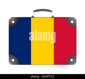 Drapeau du Tchad sous forme de valise de voyage sur fond blanc Banque D'Images