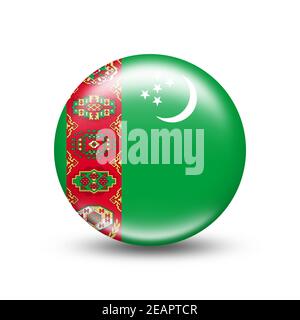 Drapeau du Turkménistan dans une sphère à ombre blanche Banque D'Images