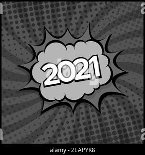 Illustration vectorielle Comic Zoom New Year 2021 colorée Banque D'Images