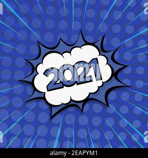 Illustration vectorielle Comic Zoom New Year 2021 colorée Banque D'Images