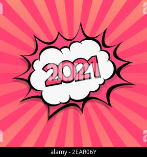 Illustration vectorielle Comic Zoom New Year 2021 colorée Banque D'Images