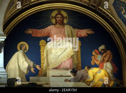 Saint François Xavier présentant à Jésus-christ les gens qu'il a convertis, l'église Saint François Xavier à Paris, France Banque D'Images