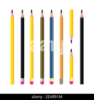 Jeu de crayons de neuf styles différents Illustration de Vecteur