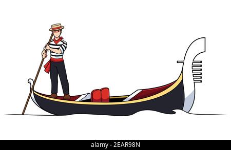 Gondolier sur blanc Illustration de Vecteur