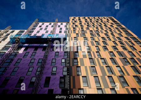 Hébergement étudiant à proximité de la gare de Manchester Piccadilly, reclad en prévision des demandes en constante évolution sur le revêtement Banque D'Images