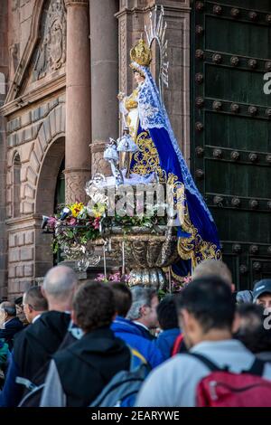 Inmaculada Concepcion (Immaculée Conception) flotteur, célébration du Corpus Christi, Cusco, Pérou Banque D'Images