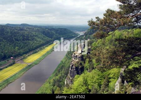 Elbsandsteingebirge, Elbe, Fluss, Sandstein Banque D'Images