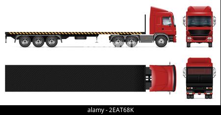 Maquette vectorielle de camion à plateau sur blanc pour la marque du véhicule et l'identité de l'entreprise. Tous les éléments des groupes sur des calques distincts Illustration de Vecteur