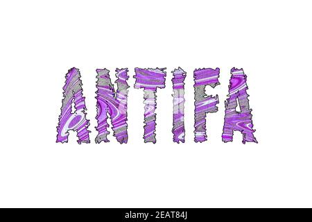 Antifa Word, Banner, Poster et Sticker, avec chemin d'écrêtage Banque D'Images