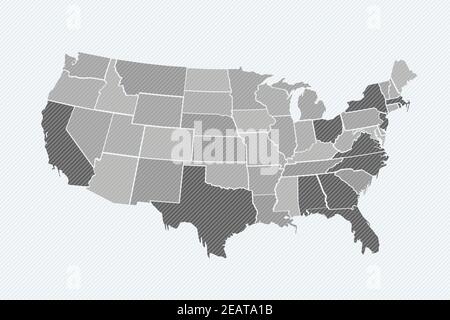 Arrière-plan de la carte des États-Unis gris Illustration de Vecteur