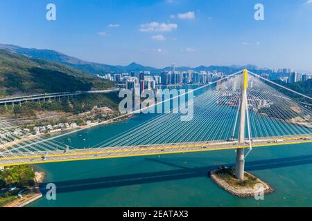 Hong Kong 11 novembre 2019 : Hong Kong Ting Kau Bridge Banque D'Images