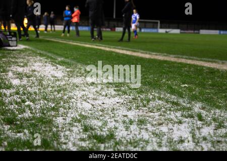 Solihull, West Midlands, 10 février 2021. Le match de Womes Super League entre les rivaux de Birmingham City FC et Aston Villa au sol de Solihull Moors à Solihull a été reporté en raison d'un pitch gelé. Crédit : Peter Lophan/Alay Live News Banque D'Images