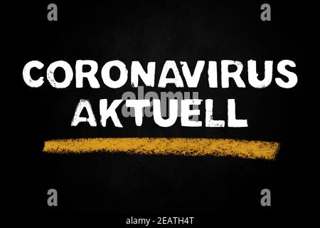 Tableau noir montrant: Actualité du coronavirus en langue allemande Banque D'Images