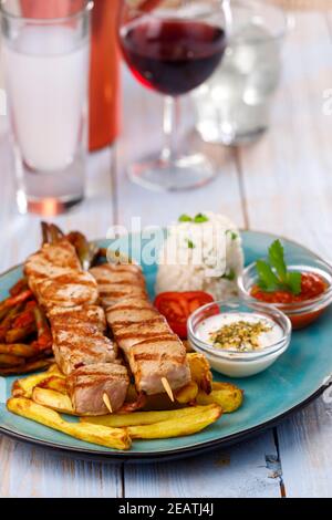 brochettes grecques souvlaki Banque D'Images