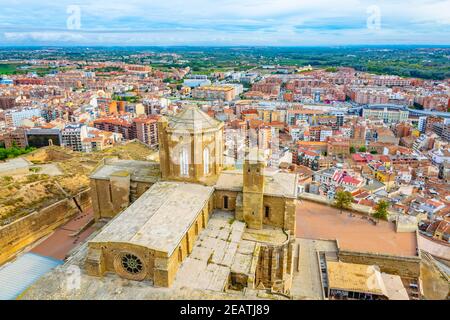 Vue aérienne de la cathédrale la Seu Vella à Lleida, Espagne Banque D'Images