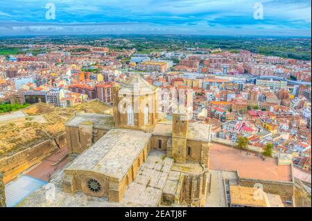 Vue aérienne de la cathédrale la Seu Vella à Lleida, Espagne Banque D'Images