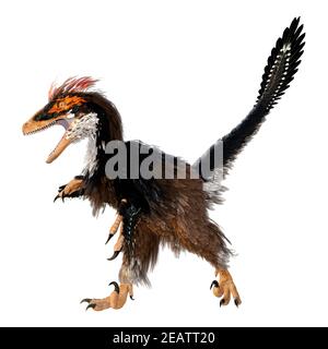 Rendu 3D Dinosaur Deinonychus sur blanc Banque D'Images