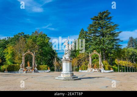 Plaza de las Fuentes de los Dioses à la Granja Palais de San Ildefonso en Espagne Banque D'Images