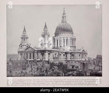 Photographie ancienne de la cathédrale Saint-Paul, Londres, Angleterre de 1892 Banque D'Images