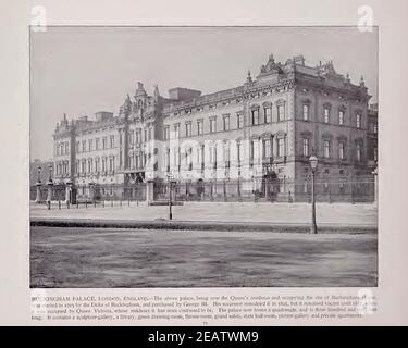 Photographie vintage de 1892 de Buckingham Palace à Londres. Banque D'Images