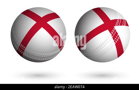 Ballon de cricket dans un style réaliste aux couleurs du drapeau de l'Angleterre. Sports d'équipe d'été. Vecteur sur fond blanc Illustration de Vecteur