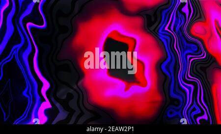 Onde de flux générée par ordinateur avec cercles multicolores au néon. rendu 3d de l'arrière-plan abstrait Banque D'Images