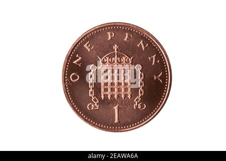 Une nouvelle pièce de monnaie de clôture de l'Angleterre au Royaume-Uni coupe de portcullis inversé hors et isolé Banque D'Images