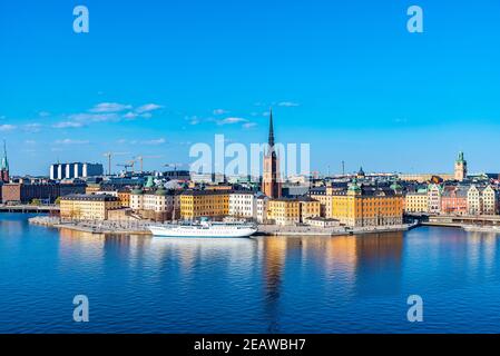 Gamla stan à Stockholm vue de l'île de Sodermalm, en Suède Banque D'Images