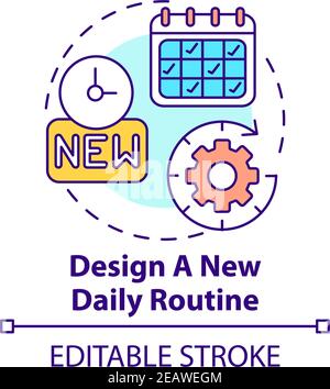 Concevoir une nouvelle icône de concept de routine quotidienne Illustration de Vecteur