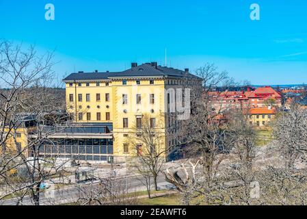 Vue aérienne de la bibliothèque universitaire d'Uppsala en Suède Banque D'Images