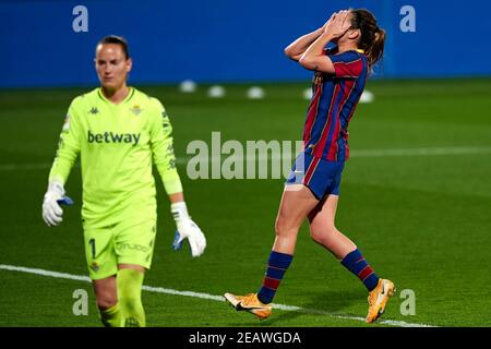 Barcelone, Espagne. 10 février 2021. b9< lors du match Primera Iberdrola entre le FC Barcelone et Real Betis au stade Johan Cruyff de Barcelone, Espagne. Crédit : Gerard Franco/DAX/ZUMA Wire/Alay Live News Banque D'Images