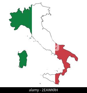 Carte de l'Italie avec drapeau - contour d'un état avec drapeau national, fond blanc, vecteur Illustration de Vecteur