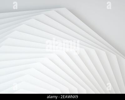 Motif d'arrière-plan paramétrique abstrait, installation géométrique blanche avec ombres douces sur le mur gris clair. illustration du rendu 3d Banque D'Images