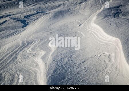 Tendances d'une dérive des neiges en hiver dans l'Arctique canadien, dans les Territoires du Nord-Ouest. Banque D'Images