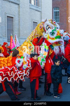 La séparation du nouvel an chinois dans le quartier chinois de Philadelphie, en Pennsylvanie, aux États-Unis Banque D'Images