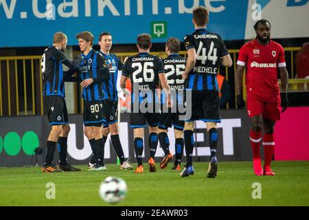 Le club Hans Vanaken fête ses points lors d'un match de football entre le Club Brugge et le Royal Antwerp FC (tous deux de la division pro 1A), mercredi 10 février Banque D'Images