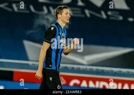 Le club Hans Vanaken fête ses points lors d'un match de football entre le Club Brugge et le Royal Antwerp FC (tous deux de la division pro 1A), mercredi 10 février Banque D'Images