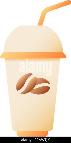 Icône de couleur plate à vecteur de café glacé Illustration de Vecteur