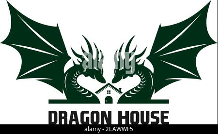 le logo du dragon maison votre compagnie Illustration de Vecteur