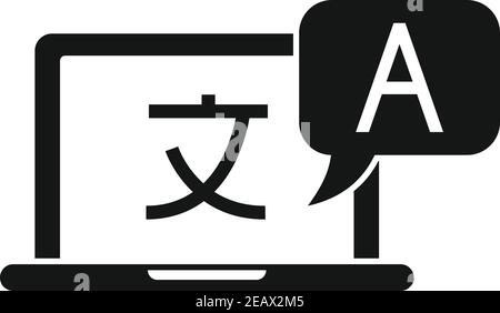 Icône de traduction en ligne pour ordinateur portable, style simple Illustration de Vecteur